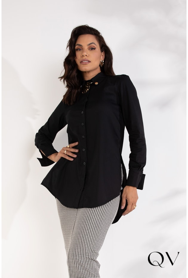 CAMISA MAXI COM BOTÕES PRETO - LEKAZIS CAMISA MAXI COM BOTÕES PRETO - LEKAZIS