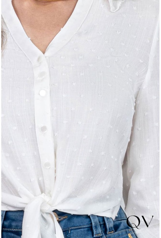 CAMISA PIPOQUINHA COM AMARRAÇÃO OFF WHITE - VIA TOLENTINO CAMISA PIPOQUINHA COM AMARRAÇÃO OFF WHITE - VIA TOLENTINO