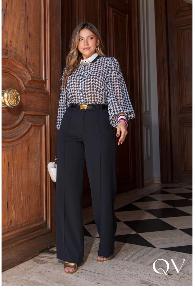 CAMISA RETA EM CHIFFON ESTAMPADO - LUZIA FAZZOLLI