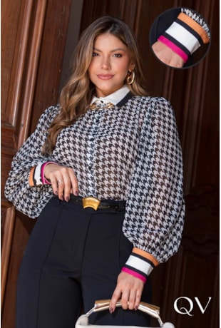 CAMISA RETA EM CHIFFON ESTAMPADO - LUZIA FAZZOLLI