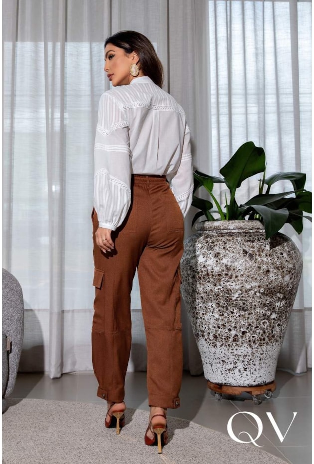 CAMISA RETA EM COMPOSÊ DE VOIL OFF - LUZIA FAZZOLLI