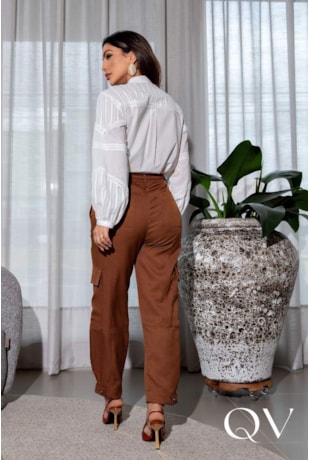 CAMISA RETA EM COMPOSÊ DE VOIL OFF - LUZIA FAZZOLLI