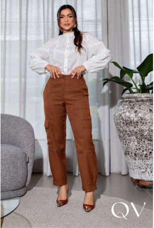 CAMISA RETA EM COMPOSÊ DE VOIL OFF - LUZIA FAZZOLLI