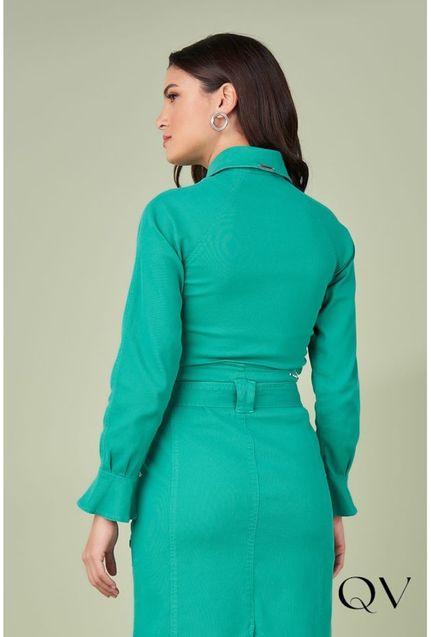 CAMISA SARJA PUNHO FRANZIDO VERDE - TITANIUM JEANS CAMISA SARJA PUNHO FRANZIDO VERDE - TITANIUM JEANS