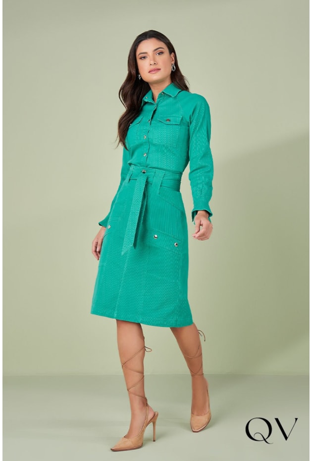 CAMISA SARJA PUNHO FRANZIDO VERDE - TITANIUM JEANS CAMISA SARJA PUNHO FRANZIDO VERDE - TITANIUM JEANS