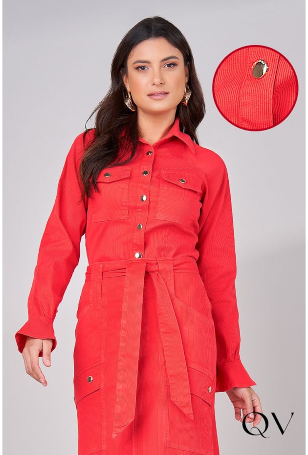 CAMISA SARJA PUNHO FRANZIDO VERMELHO - TITANIUM JEANS CAMISA SARJA PUNHO FRANZIDO VERMELHO - TITANIUM JEANS