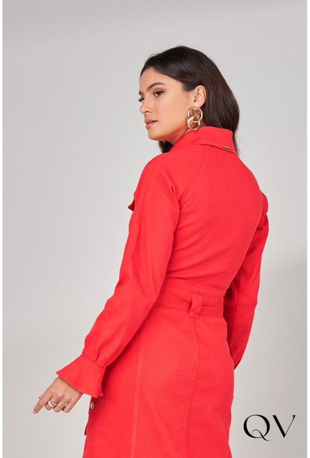 CAMISA SARJA PUNHO FRANZIDO VERMELHO - TITANIUM JEANS CAMISA SARJA PUNHO FRANZIDO VERMELHO - TITANIUM JEANS