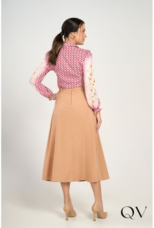 CAMISA TOQUE DE SEDA ESTAMPA CHEVRON PINK - VIA TOLENTINO CAMISA TOQUE DE SEDA ESTAMPA CHEVRON PINK - VIA TOLENTINO