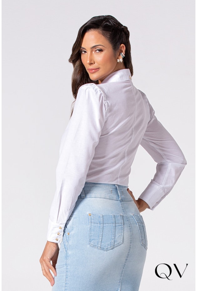 CAMISA TRICOLINE AMARRAÇÃO NA GOLA BRANCO - LAURA ROSA CAMISA TRICOLINE AMARRAÇÃO NA GOLA BRANCO - LAURA ROSA