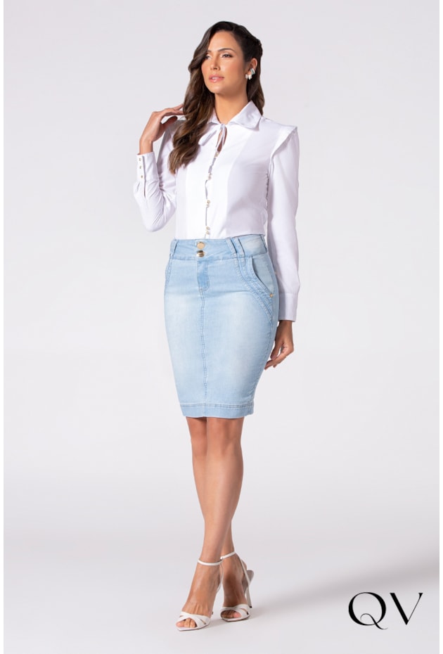 CAMISA TRICOLINE AMARRAÇÃO NA GOLA BRANCO - LAURA ROSA CAMISA TRICOLINE AMARRAÇÃO NA GOLA BRANCO - LAURA ROSA