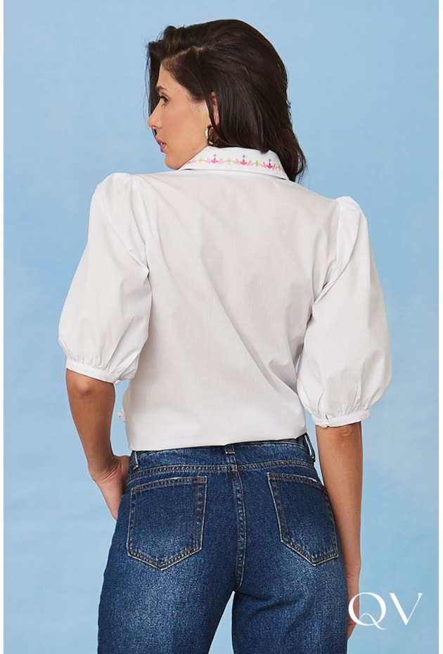 CAMISA TRICOLINE BORDADA BRANCO - LUZIA FAZZOLLI CAMISA TRICOLINE BORDADA BRANCO - LUZIA FAZZOLLI