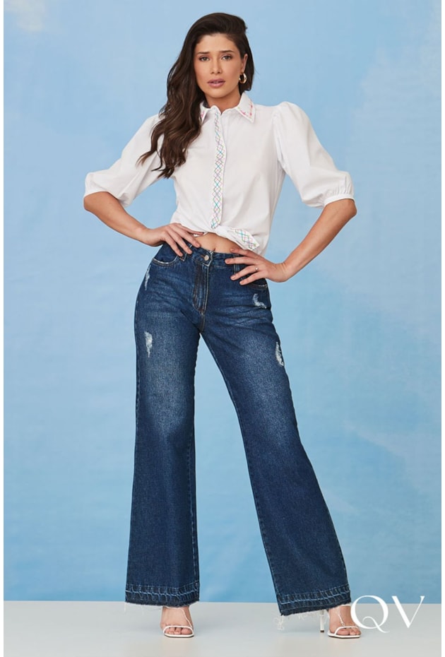 CAMISA TRICOLINE BORDADA BRANCO - LUZIA FAZZOLLI CAMISA TRICOLINE BORDADA BRANCO - LUZIA FAZZOLLI