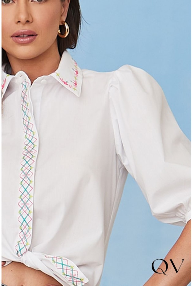 CAMISA TRICOLINE BORDADA BRANCO - LUZIA FAZZOLLI CAMISA TRICOLINE BORDADA BRANCO - LUZIA FAZZOLLI