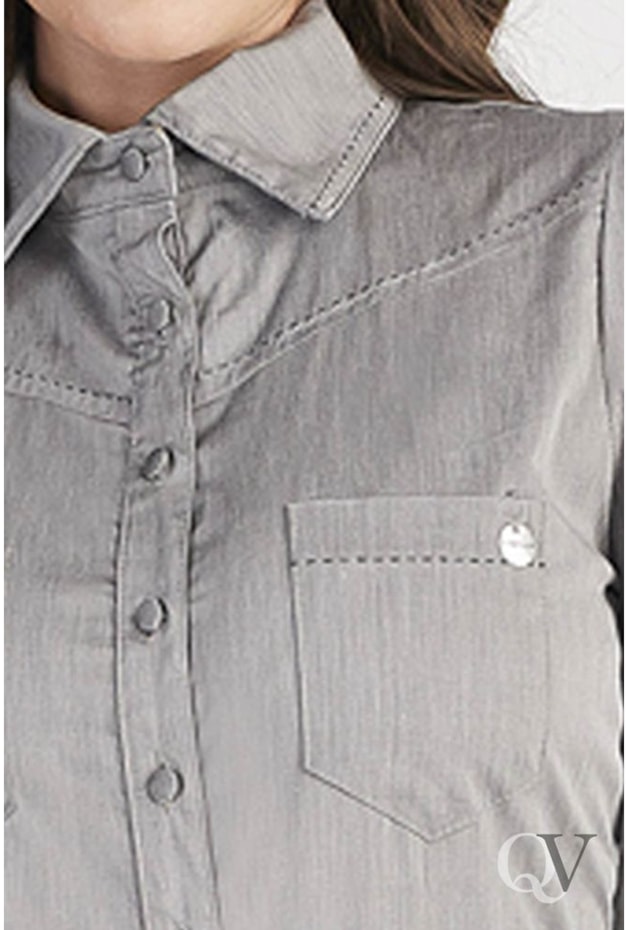 CAMISA TRICOLINE COM BOLSOS CINZA - TITANIUM JEANS CAMISA TRICOLINE COM BOLSOS CINZA - TITANIUM JEANS
