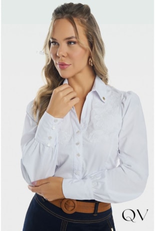 CAMISA TRICOLINE COM BORDADO BRANCO - VIA TOLENTINO