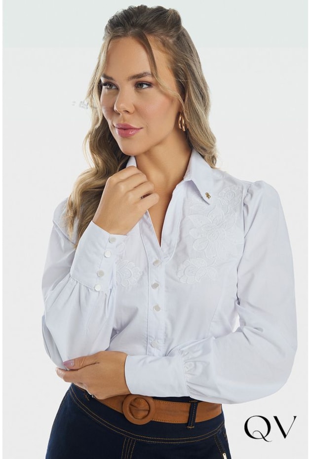 CAMISA TRICOLINE COM BORDADO BRANCO - VIA TOLENTINO CAMISA TRICOLINE COM BORDADO BRANCO - VIA TOLENTINO