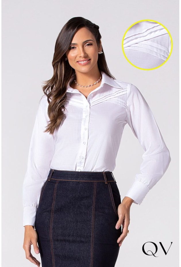 CAMISA TRICOLINE COM RECORTES BRANCO - LAURA ROSA CAMISA TRICOLINE COM RECORTES BRANCO - LAURA ROSA