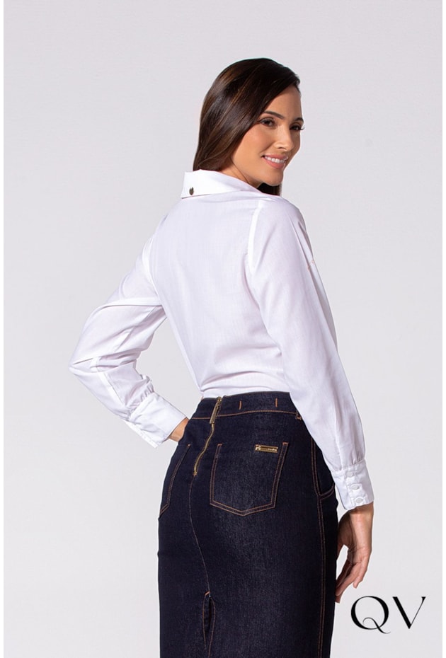 CAMISA TRICOLINE COM RECORTES BRANCO - LAURA ROSA CAMISA TRICOLINE COM RECORTES BRANCO - LAURA ROSA