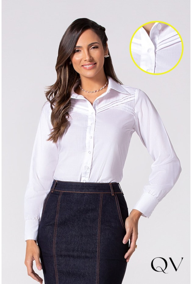 CAMISA TRICOLINE COM RECORTES BRANCO - LAURA ROSA CAMISA TRICOLINE COM RECORTES BRANCO - LAURA ROSA