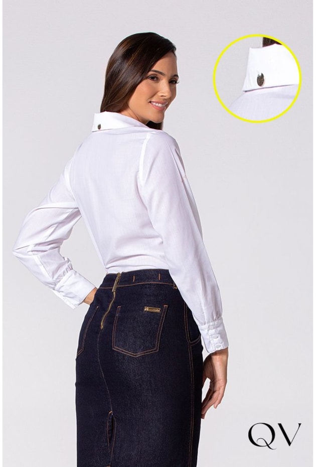 CAMISA TRICOLINE COM RECORTES BRANCO - LAURA ROSA CAMISA TRICOLINE COM RECORTES BRANCO - LAURA ROSA