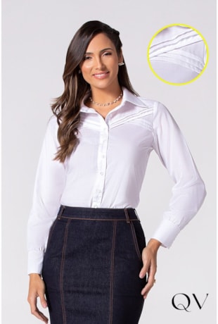 CAMISA TRICOLINE COM RECORTES BRANCO - LAURA ROSA