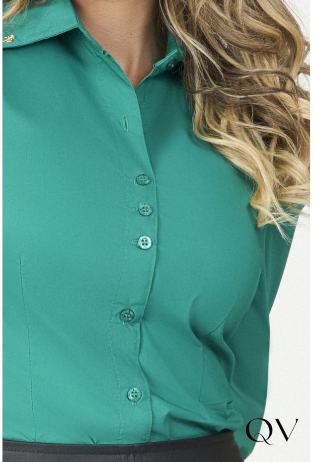 CAMISA TRICOLINE MANGA BUFANTE VERDE - VIA TOLENTINO CAMISA TRICOLINE MANGA BUFANTE VERDE - VIA TOLENTINO