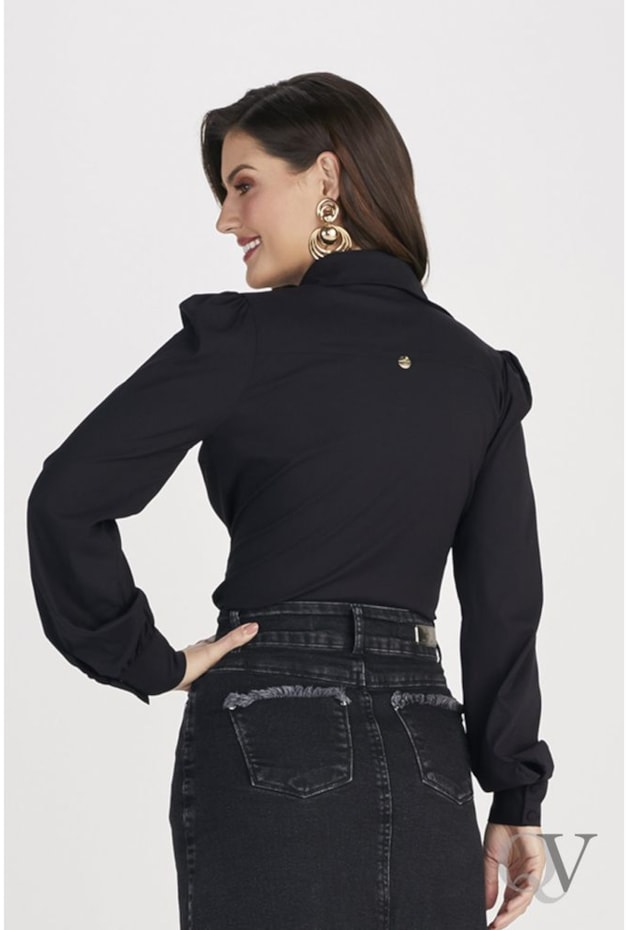 CAMISA TRICOLINE MANGA LONGA PRETO - TITANIUM JEANS CAMISA TRICOLINE MANGA LONGA PRETO - TITANIUM JEANS