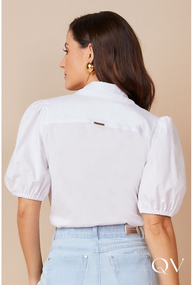 CAMISA TRICOLINE MANGA PRINCESA BRANCA - TITANIUM JEANS CAMISA TRICOLINE MANGA PRINCESA BRANCA - TITANIUM JEANS
