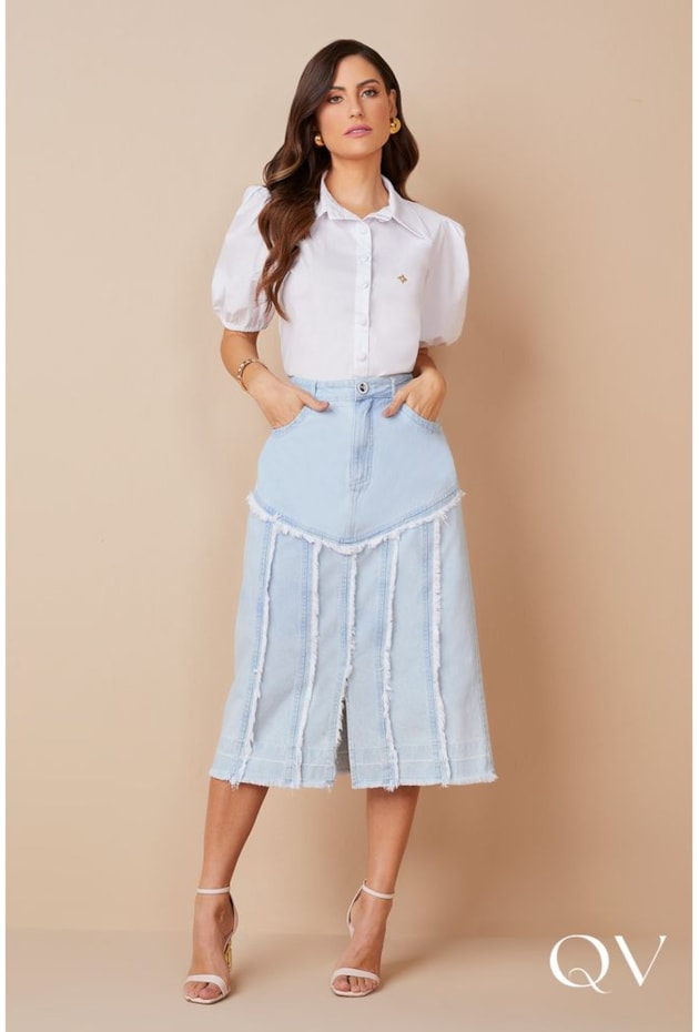 CAMISA TRICOLINE MANGA PRINCESA BRANCA - TITANIUM JEANS CAMISA TRICOLINE MANGA PRINCESA BRANCA - TITANIUM JEANS