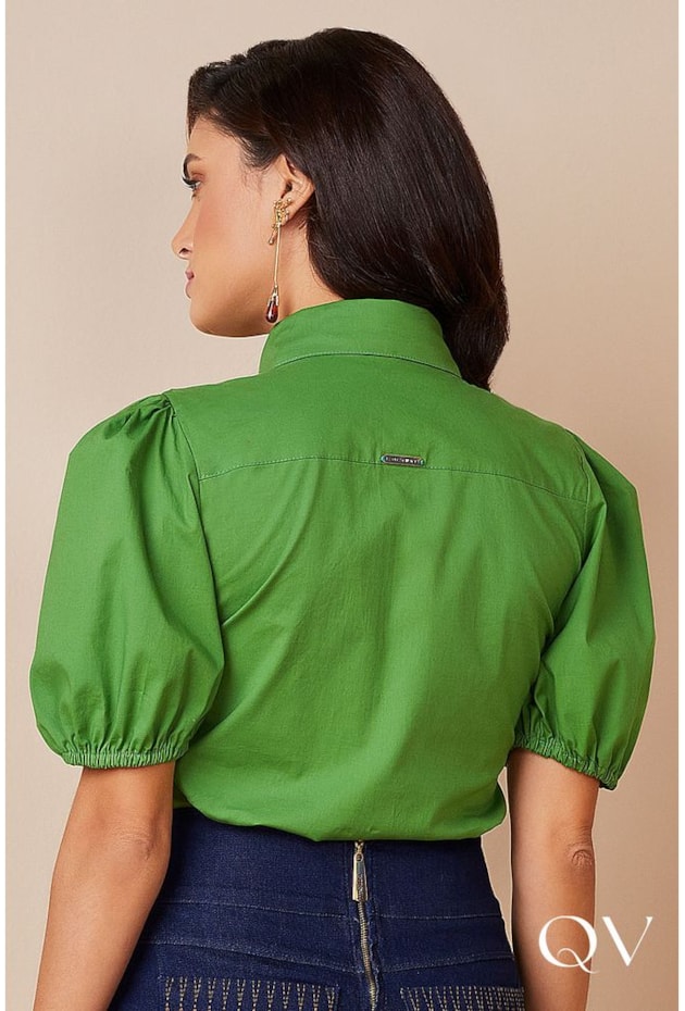 CAMISA TRICOLINE MANGA PRINCESA VERDE - TITANIUM JEANS CAMISA TRICOLINE MANGA PRINCESA VERDE - TITANIUM JEANS