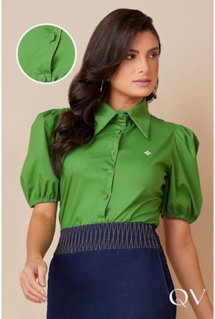 CAMISA TRICOLINE MANGA PRINCESA VERDE - TITANIUM JEANS