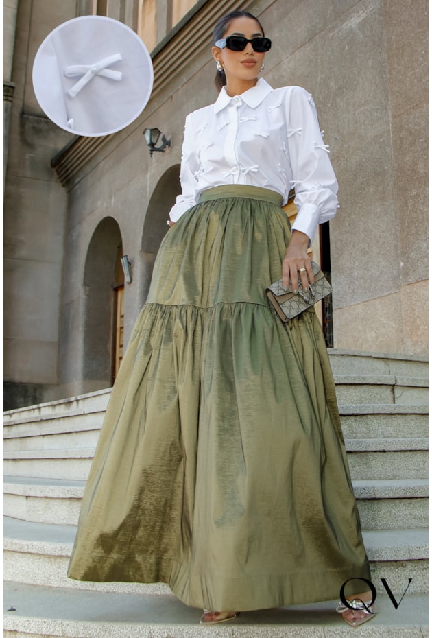 CAMISA TRICOLINE MINI LAÇOS BRANCO - LUZIA FAZZOLLI CAMISA TRICOLINE MINI LAÇOS BRANCO - LUZIA FAZZOLLI