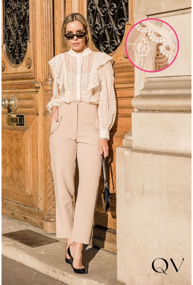 CAMISA TULE COM BABADOS BEGE - LUZIA FAZZOLLI CAMISA TULE COM BABADOS BEGE - LUZIA FAZZOLLI