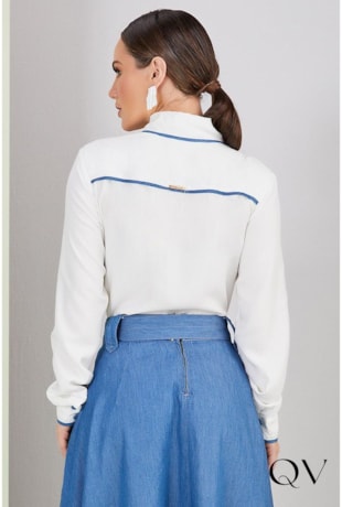 CAMISA VISCOSE BORDADO INDUSTRIAL OFF WHITE - TITANIUM JEANS