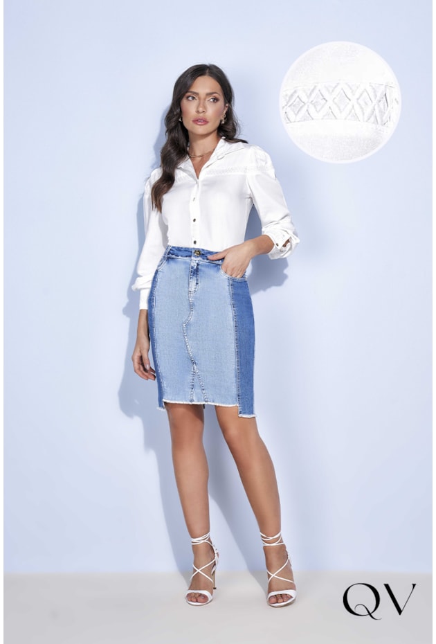 CAMISA VISCOSE COM ENTREMEIOS OFF - TITANIUM JEANS