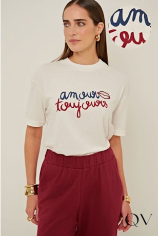 CAMISETA EM MALHA GAZE OFF WHITE - LINDA DE MORRER