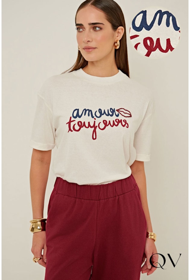 CAMISETA EM MALHA GAZE OFF WHITE - LINDA DE MORRER