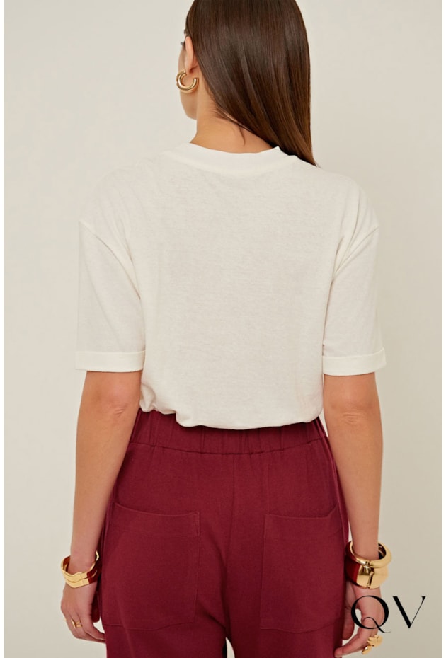 CAMISETA EM MALHA GAZE OFF WHITE - LINDA DE MORRER