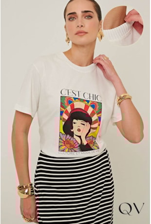 CAMISETA EM MEIA MALHA OFF WHITE - LINDA DE MORRER