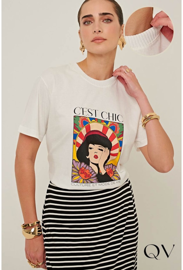 CAMISETA EM MEIA MALHA OFF WHITE - LINDA DE MORRER