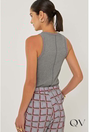 CAMISETA REGATA EM RIBANA DE VISCOSE MESCLA - LINDA DE MORRER