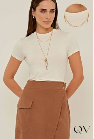 CAMISETA SLIM EM MALHA DE VISCOSE OFF WHITE - LINDA DE MORRER CAMISETA SLIM EM MALHA DE VISCOSE OFF WHITE - LINDA DE MORRER