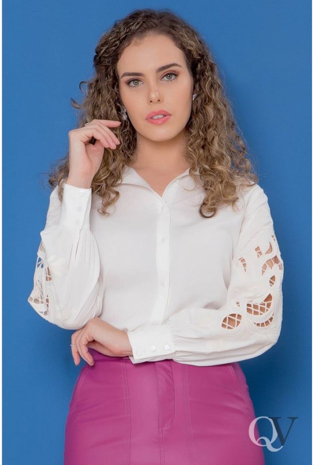 CAMISETE MANGA LONGA BORDADA OFF WHITE - PURO SHARMY CAMISETE MANGA LONGA BORDADA OFF WHITE - PURO SHARMY