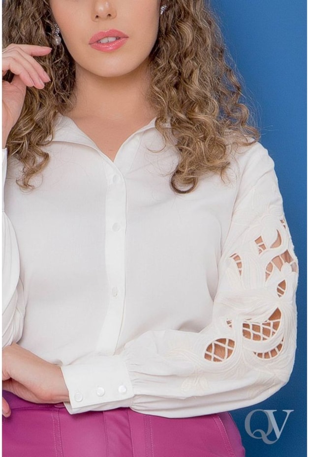 CAMISETE MANGA LONGA BORDADA OFF WHITE - PURO SHARMY CAMISETE MANGA LONGA BORDADA OFF WHITE - PURO SHARMY