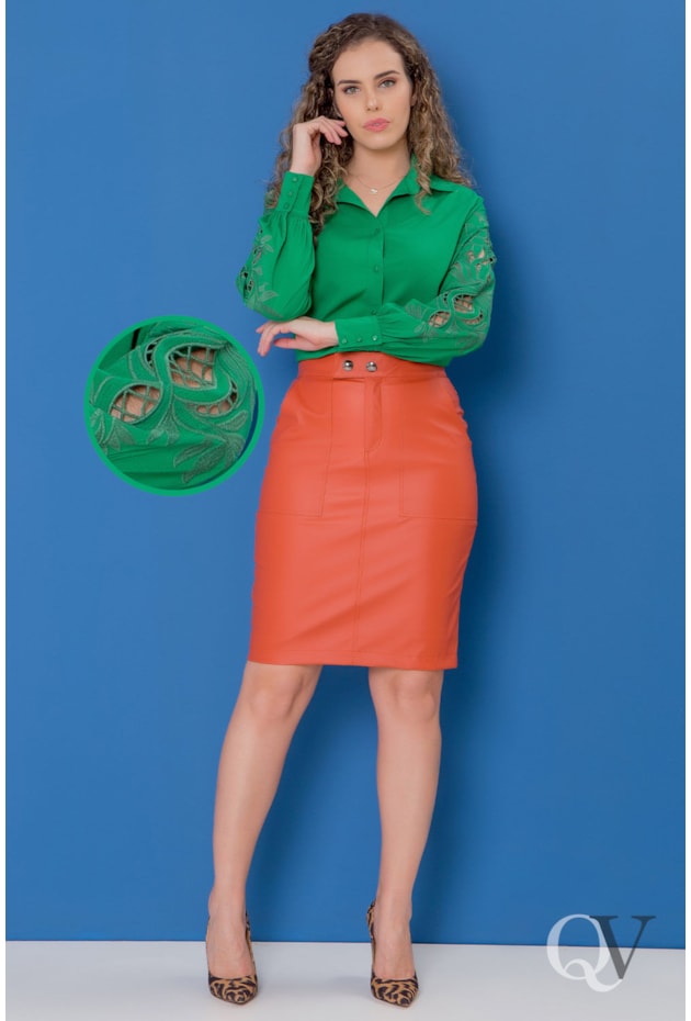 CAMISETE MANGA LONGA BORDADA VERDE - PURO SHARMY CAMISETE MANGA LONGA BORDADA VERDE - PURO SHARMY