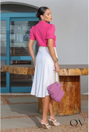 CAMISETE TOQUE DE SEDA E CHIFFON PINK - JANY PIM