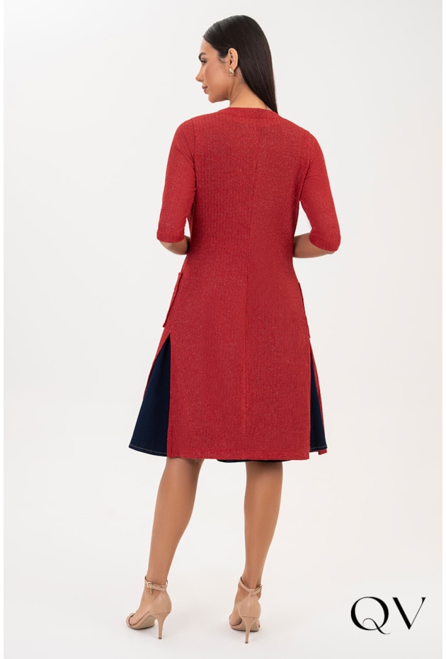 CARDIGAN COM LUREX VERMELHO - VIA TOLENTINO