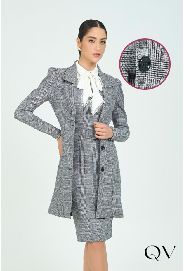 CASACO BENGALINE XADREZ COM BOTÕES - VIA TOLENTINO CASACO BENGALINE XADREZ COM BOTÕES - VIA TOLENTINO