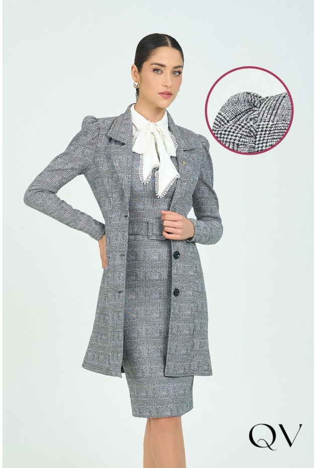 CASACO BENGALINE XADREZ COM BOTÕES - VIA TOLENTINO CASACO BENGALINE XADREZ COM BOTÕES - VIA TOLENTINO