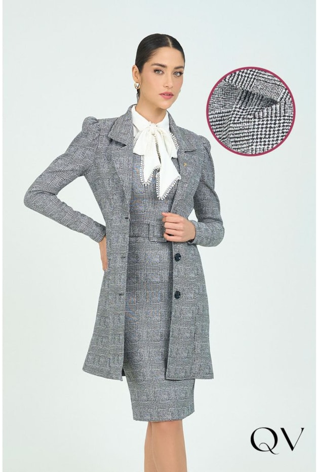 CASACO BENGALINE XADREZ COM BOTÕES - VIA TOLENTINO CASACO BENGALINE XADREZ COM BOTÕES - VIA TOLENTINO